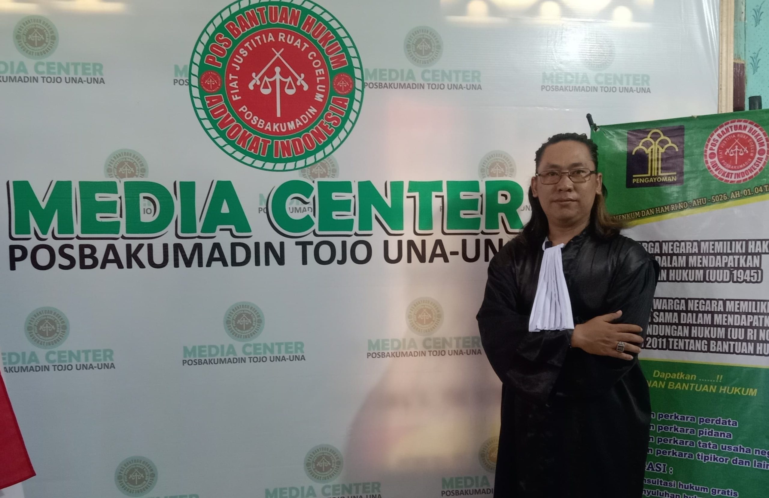 Ketua pos bantuan hukum advokad indonesia Posbakumadin Tojo Una Una Nasrun,S.H.