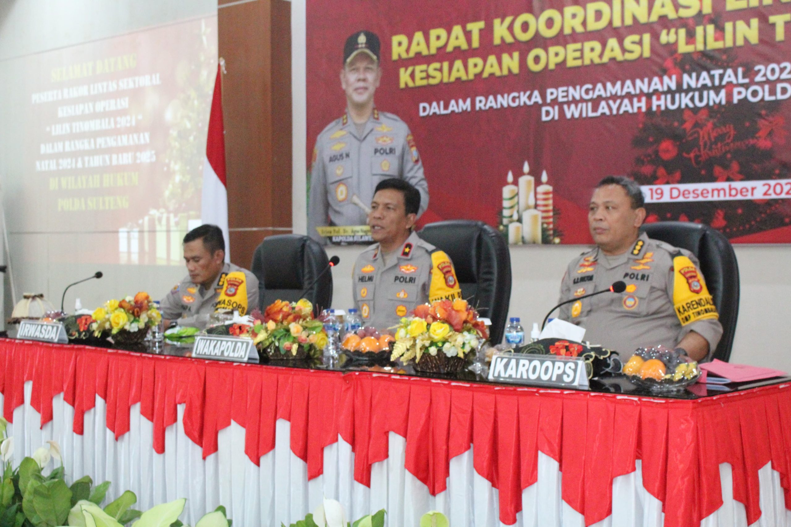 Kapolda Sulteng diwakili Wakapolda Brigjen Pol. Dr. Helmi Kwarta Kusuma Putra Rauf menghadiri dan membuka rapat koordinasi yang dilangsungkan di Ruang Pogombo Kantor Gubernur Sulteng, Kamis (19/12/2024)