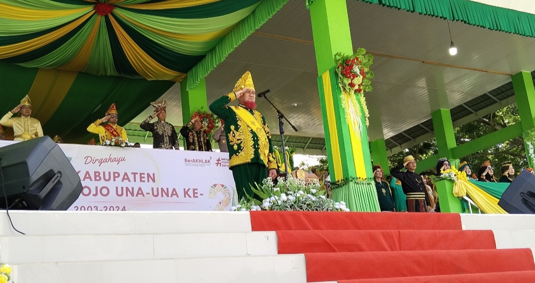 Bupati Touna Mohammad Lahay, Pimpin Upacara Bendera Perayaan HUT Kabupaten Tojo Una Una ke-21, Rabu (18/12/2024