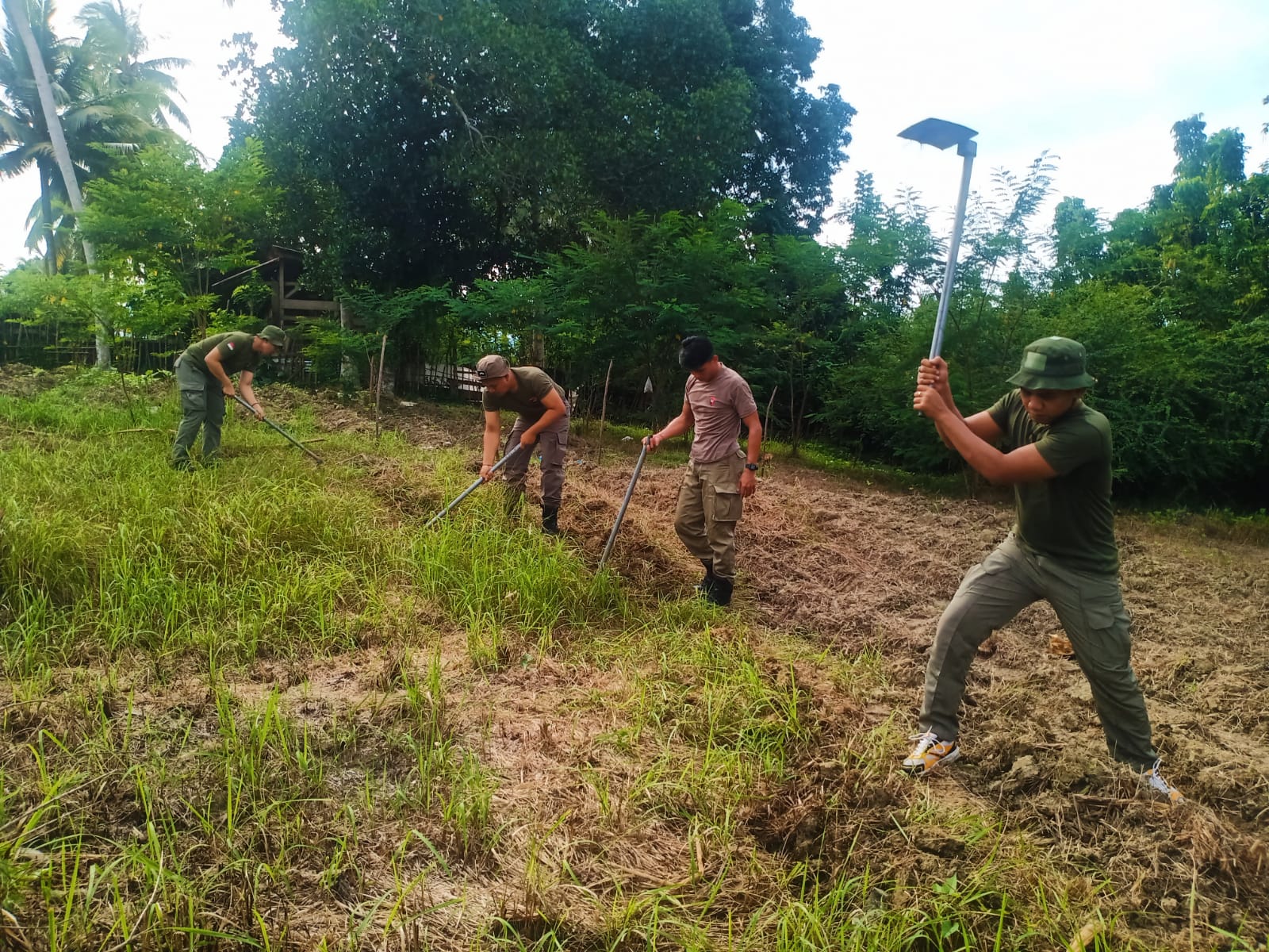 Satgas III Preventif Ops Madago Raya melaksanakan kegiatan ketahanan pangan di wilayah Operasi Kabupaten Poso, pada Rabu (15/1/2025).