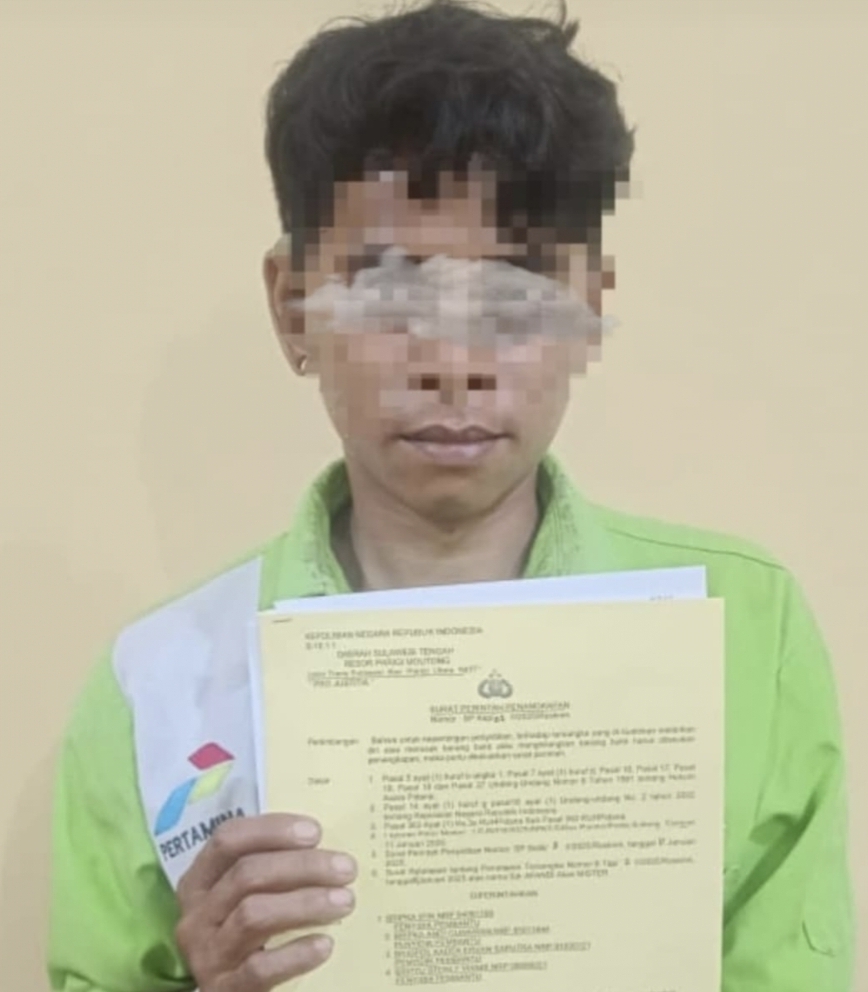 Berinisial AF (25) di amankan oleh tim Resmob Sat Reskrim Polres Parigi Moutong