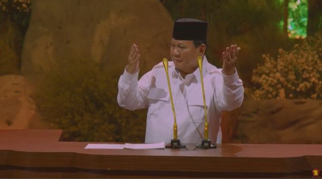 Foto: Presiden RI Prabowo Subianto memberi pidato di acara HUT ke 17 Partai GERINDRA. (Tangkapan Layar Youtube GERINDRA)
