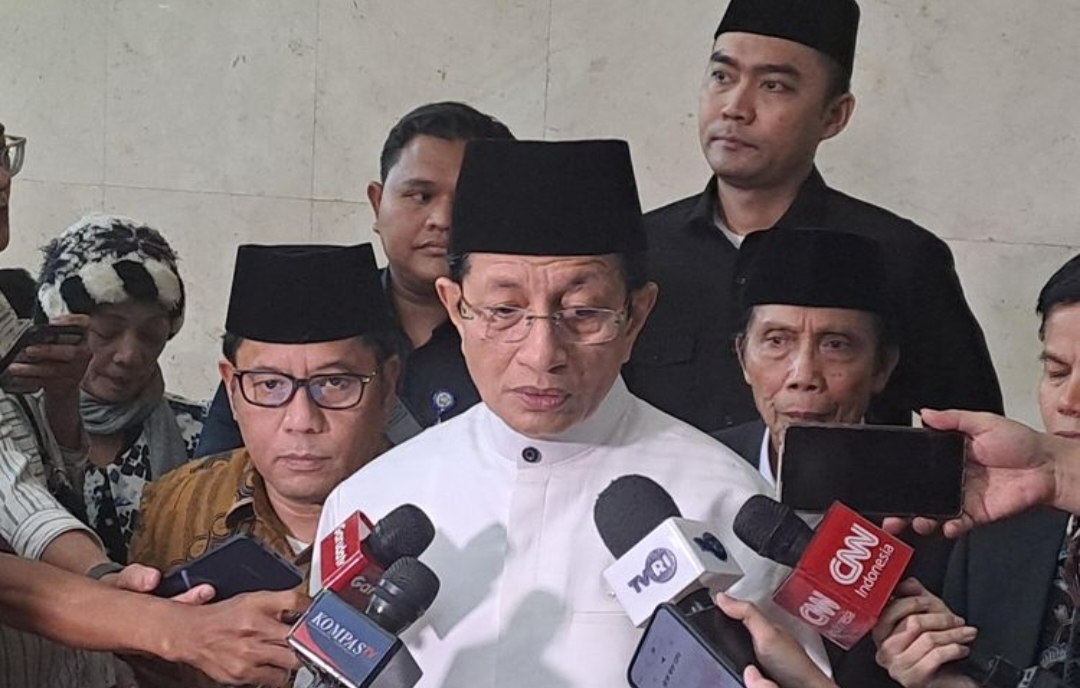 Menag Nasaruddin Umar saat ditemui di Gedung DPR, Senayan, Jakarta, Rabu (12/3/2025). (KOMPAS.com/ADHYASTA DIRGANTARA)