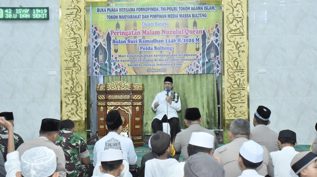 Prof. K.H Zainal Abidin didapuk menjadi pengisi hikmah Peringatan Malam Nuzulul Quran 1446 H yang dilangsungkan di Masjid AR Rahman, Polda Sulteng, Rabu (26/3/2025)