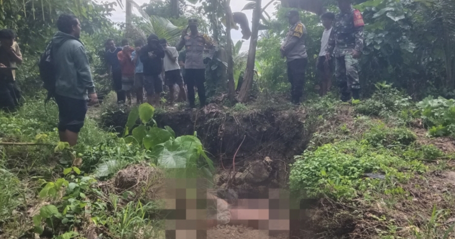 Penemuan mayat di Kuala Mati Batang Kanyuku Dusun I Desa Mantangisi Kecamatan Ampana Tete, Jumat (25/04/2025)