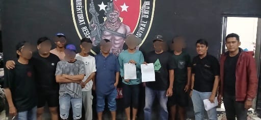 Tim Resmob Ditreskrimum Polda Sulteng dengan menggelandang 7 pelaku ke Polda Sulteng