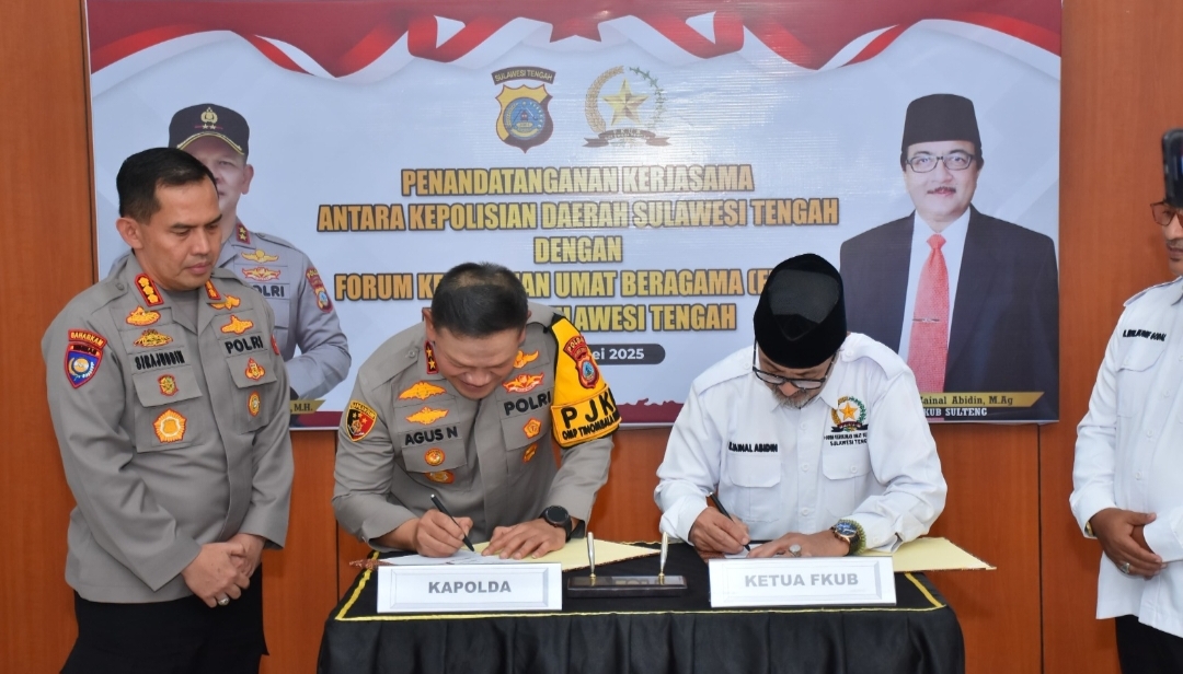 Polda Sulteng Teken Nota Kesepahaman Bersama FKUB Sulteng
