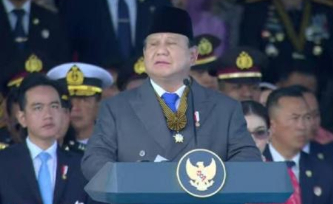 Presiden Prabowo Subianto saat memimpin Upacara Hari Bhayangkara ke-79 di Monas, Jakarta. (Foto: Ist)