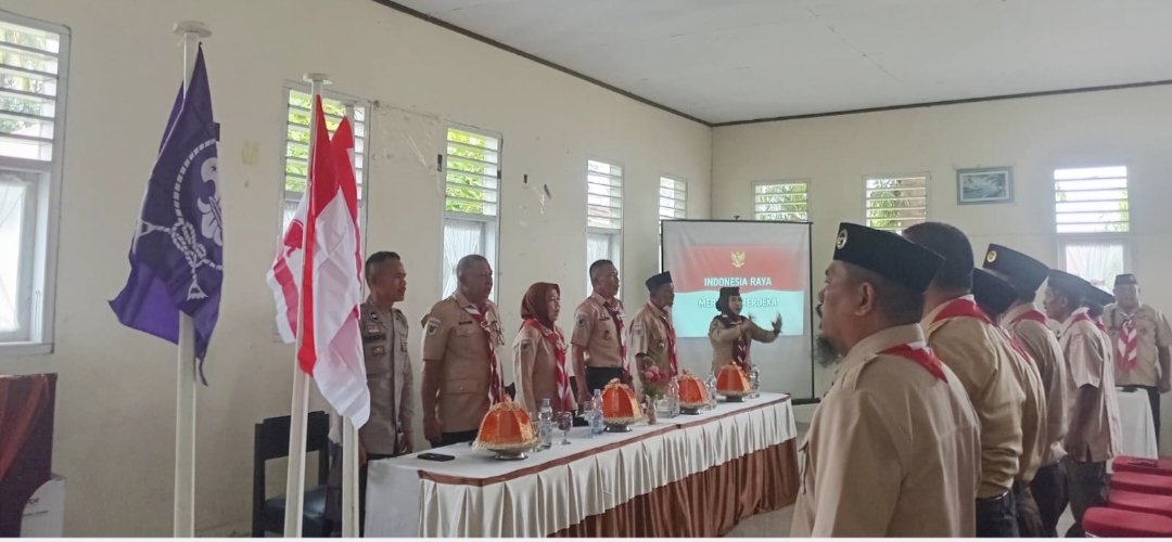 Sat Binmas Polres Tojo Una Una, menghadiri Persiapan HUT Pramuka ke 64 dan Persiapan Perkemahan Tingkat Kwartir