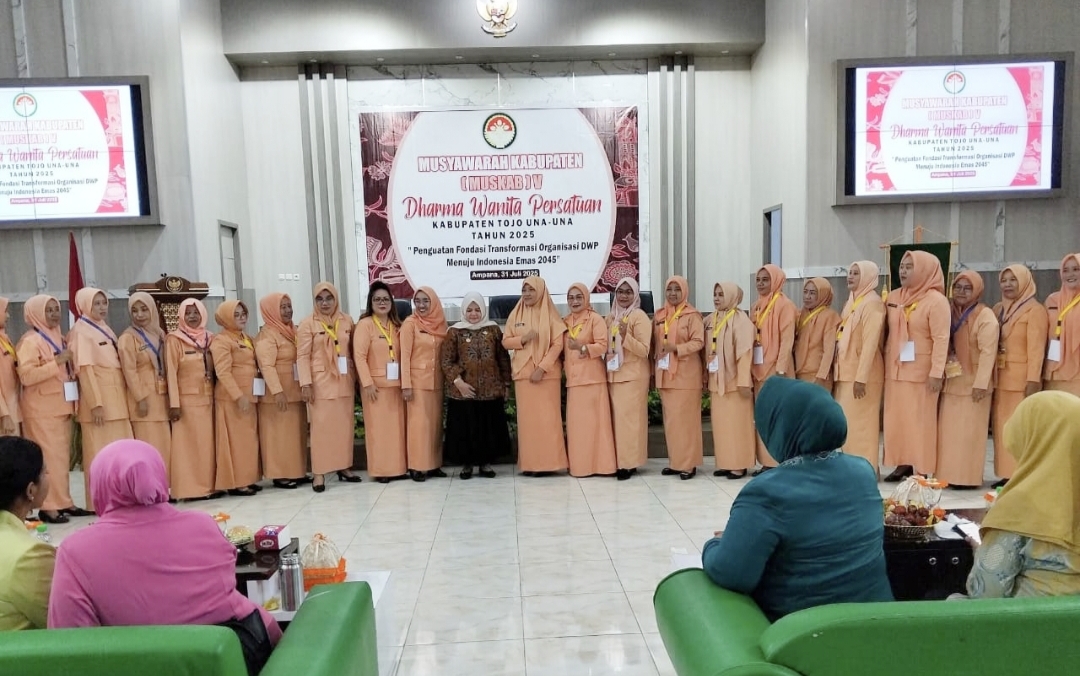 Musyawarah Kabupaten (Muskab) ke-5 Dharma Wanita Persatuan Kabupaten Tojo Una-Una Tahun 2025, Kamis (31/7/2025) di Gedung Auditorium Kantor Bupati.