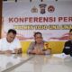 Wakapolres Touna, Kompol Mulyadi.didamping Kasat Reskrim IPTU Syarif dan Kasihumas IPTU Hartono bersama awak media saat konferensi pers, dimako polres touna