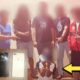 Pelaku tanda panah tengah duduk bersama foto barang bukti hp 3 unit (ist)