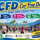 Poster promosi kegiatan Car Free Day Ampana yang digelar Minggu, 19 Juli 2026 mulai pukul 06.00 Wita di Taman JH Ampana. Kegiatan mengusung tema “Hidup Sehat, Ekonomi Kuat!” dengan rangkaian senam massal, jalan santai, serta bazar kuliner dan produk UMKM.