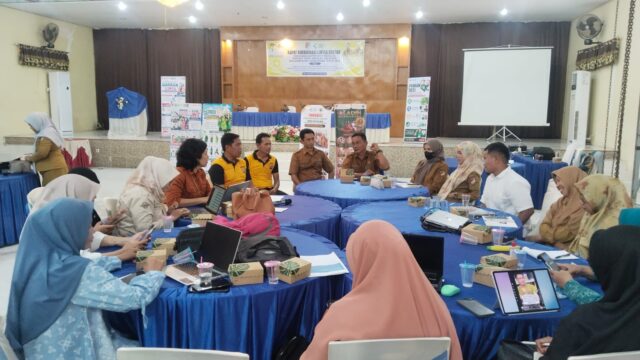 Suasana diskusi kelompok dalam Rapat Koordinasi Lintas Sektor Pengendalian Penyakit Menular, Tidak Menular, Imunisasi, dan Kesehatan Lingkungan yang berlangsung di Hotel Ananda, Ampana, Selasa (28/7/2026).