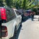 Barisan kendaraan offroad peserta Bhayangkara Poso Overland 2026 berhenti sejenak di jalur perjalanan menyusuri kawasan alam Kabupaten Poso, Jumat (7/8/2026).