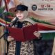 Wakil Bupati Tojo Una-Una Hj. Surya, S.Sos., M.Si., yang juga menjabat sebagai Ketua Kwartir Cabang (Kwarcab) Gerakan Pramuka Touna, sedang membacakan sambutan sekaligus membuka secara resmi kegiatan Perkemahan Gugus Depan (Gudep) SDN 1 Ratolindo, Rabu (12/8/2