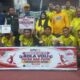 Tim PUPR Tojo Una-Una tampil berfoto bersama usai meraih gelar Juara I Kategori Putra pada Turnamen Semi Open Bola Voli Touna Cup 2026, Sabtu (29/8/2026) malam di Lapangan Taman Olahraga eks Pasar Sentral Ampana.