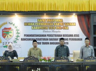 Suasana Rapat Paripurna Penandatanganan Persetujuan Bersama atas Ranperda Perubahan APBD Kabupaten Tojo Una-Una Tahun Anggaran 2026, Senin (14/9/2026).