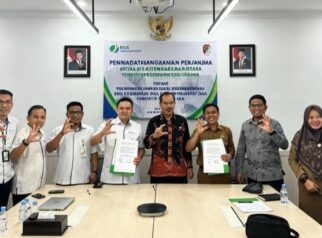 Penandatanganan Perjanjian Kerja Sama antara BPJS Ketenagakerjaan dengan Pemerintah Kabupaten Tojo Una-Una di Ruang Rapat Pimpinan Wilayah BPJS Ketenagakerjaan Palu, Senin (28/9/2026).