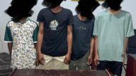 Empat orang terduga penyalahguna narkoba beserta barang bukti yang diamankan personel Polres Parigi Moutong di Kelurahan Bantaya, Kecamatan Parigi, Kabupaten Parigi Moutong, Sabtu (17/10/2026).