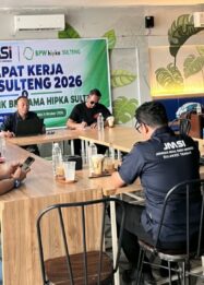 Rapat Kerja (Raker) Pengurus Daerah JMSI Sulawesi Tengah sekaligus Dialog Publik bersama BPW Hipka Sulteng, yang berlangsung di Kafe Myco, Kota Palu, Sabtu (3/10/2026). — Foto: Istimewa